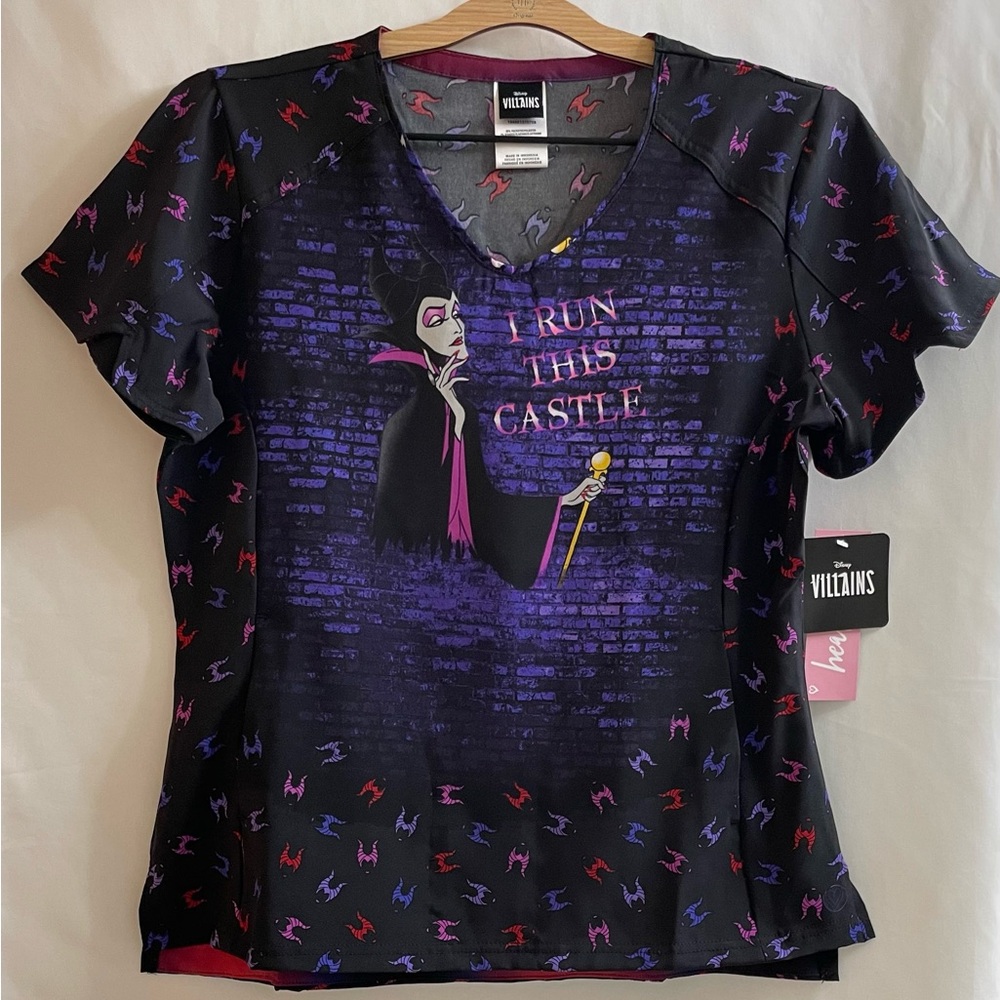 Tooniforms Women's Disney Villains Scrub Top Size Small